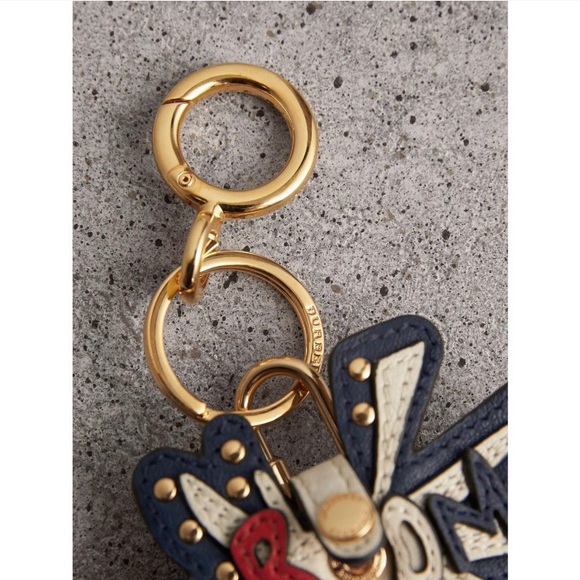 Burberry doodle motif leather key charm with lock - Picture 2 of 4